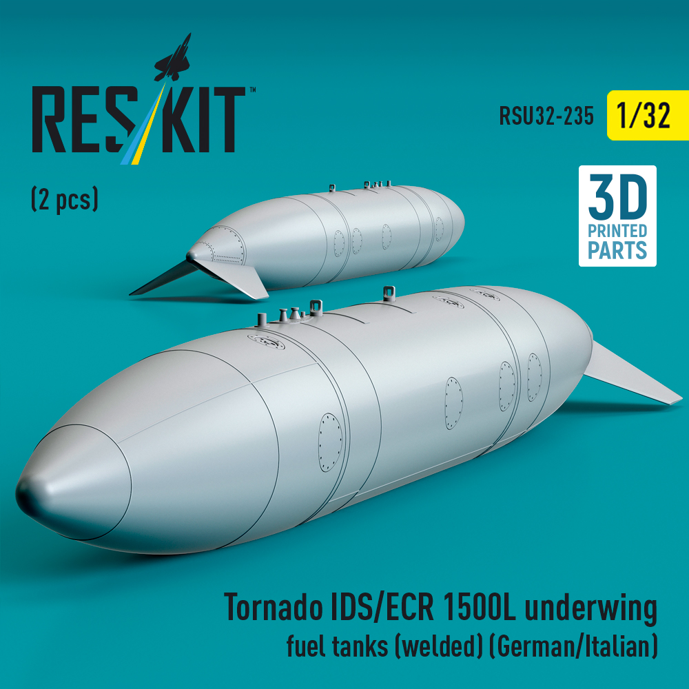 Reskit Tornado IDS/ECR 1500L underwing fuel tanks (welded) (German AF / Italian AF) (2 pcs) (3D Printed) (1/32) - Image 2
