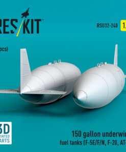 Alternative view of Reskit 150 gallon underwing fuel tanks (F-5E, F, N, F-20, AT-3) (3D Printed) (1/32) RSU32-0240