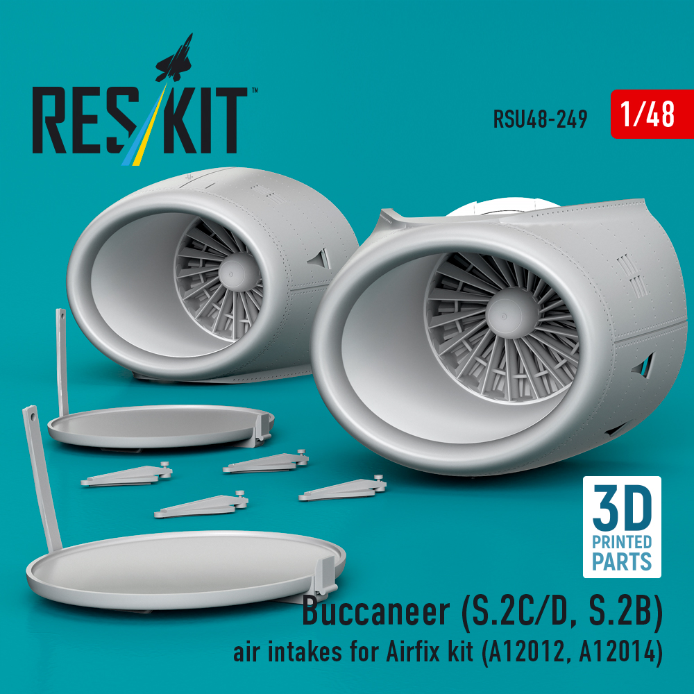Reskit Buccaneer (S.2C/D, S.2B) air intakes for Airfix kit (A12012, A12014) (3D Printed) (1/48)