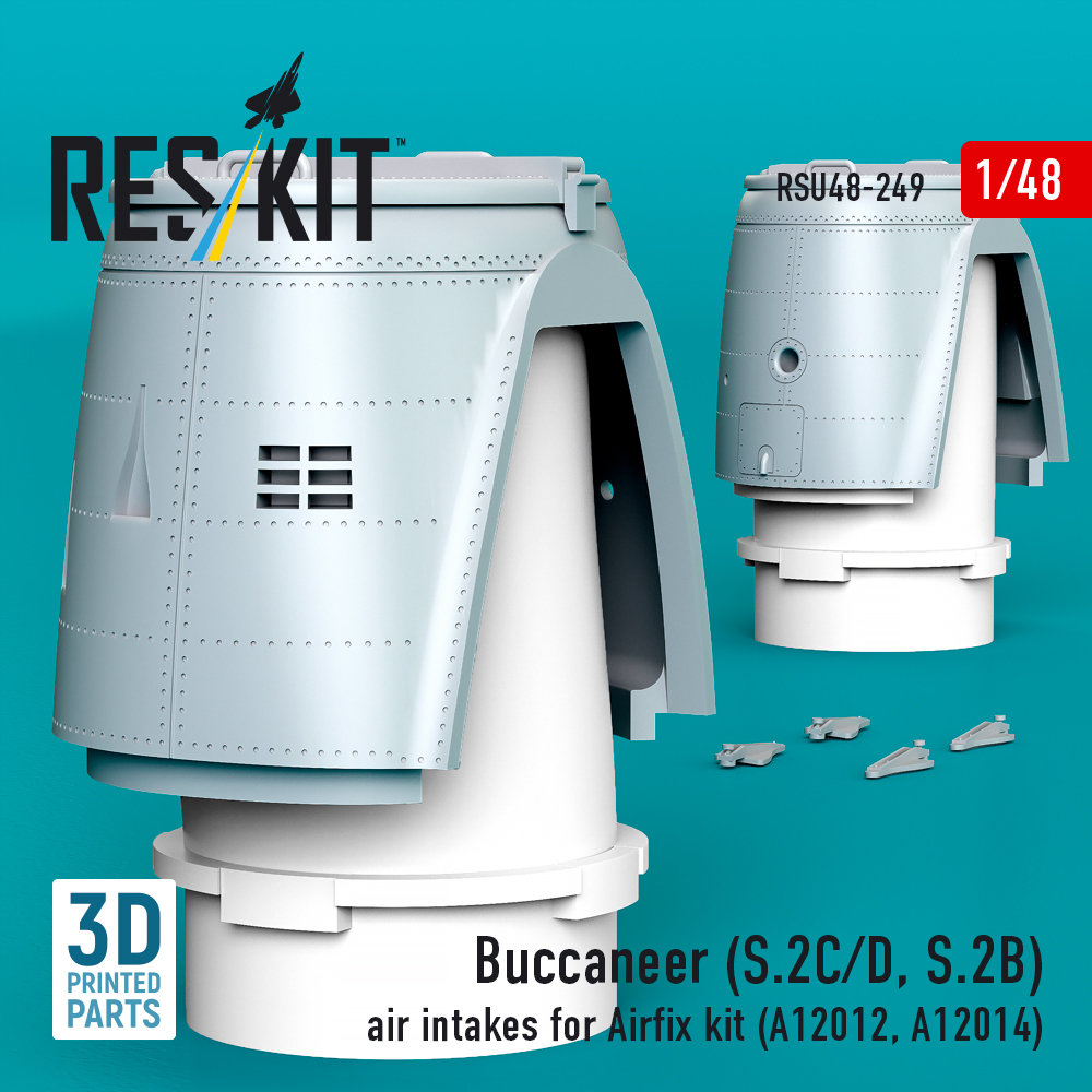Reskit Buccaneer (S.2C/D, S.2B) air intakes for Airfix kit (A12012, A12014) (3D Printed) (1/48) - Image 4