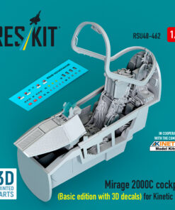 Reskit Mirage 2000C cockpit (Basic edition with 3D decals) for Kinetic kit (3D Printed) (1/48)