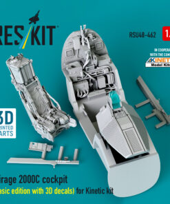 Alternative view of Reskit Mirage 2000C cockpit (Basic edition with 3D decals) for Kinetic kit (3D Printed) (1/48)