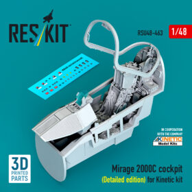 Reskit Mirage 2000C cockpit (Detailed edition) for Kinetic kit (3D Printed) (1/48)