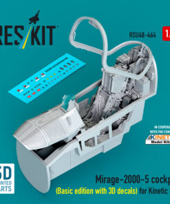 Reskit Mirage-2000-5 cockpit (Basic edition with 3D decals) for Kinetic kit (3D Printed) (1/48)