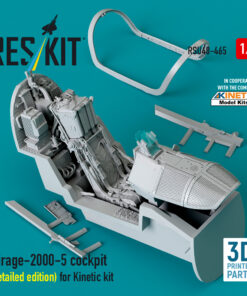 Alternative view of Reskit Mirage-2000-5 cockpit (Detailed edition) for Kinetic kit (3D Printed) (1/48)