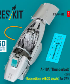 Reskit A-10A "Thunderbolt II" cockpit (Basic edition with 3D decals) for GWH kit (3D Printed) (1/48)