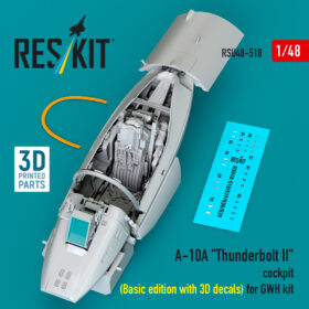 Reskit A-10A "Thunderbolt II" cockpit (Basic edition with 3D decals) for GWH kit (3D Printed) (1/48)