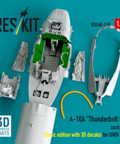 Alternative view of Reskit A-10A "Thunderbolt II" cockpit (Basic edition with 3D decals) for GWH kit (3D Printed) (1/48)
