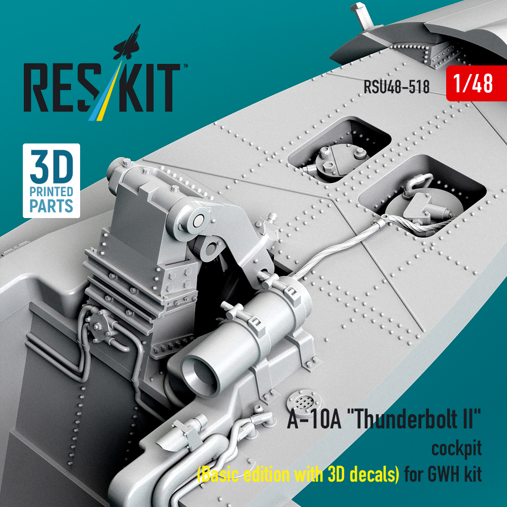 Reskit A-10A "Thunderbolt II" cockpit (Basic edition with 3D decals) for GWH kit (3D Printed) (1/48) - Image 3