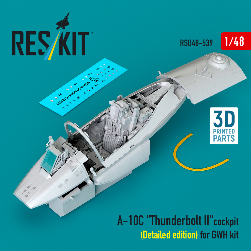 Reskit A-10C "Thunderbolt II" cockpit (Detailed edition) for GWH kit (3D Printed) (1/48)