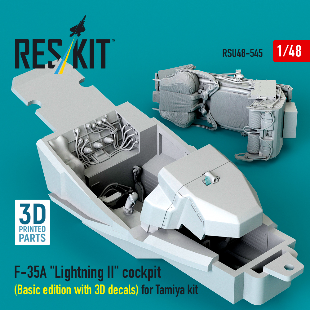 Reskit F-35A "Lightning II" cockpit (Basic edition with 3D decals) for Tamiya kit (3D Printed) (1/48) - Image 2