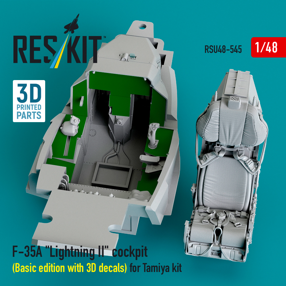 Reskit F-35A "Lightning II" cockpit (Basic edition with 3D decals) for Tamiya kit (3D Printed) (1/48) - Image 3