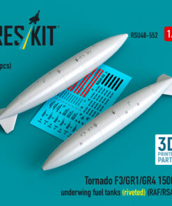 Reskit Tornado F3/GR1/GR4 1500L underwing fuel tanks (riveted) (RAF/RSAF) (2 pcs) (3D Printed) (1/48)