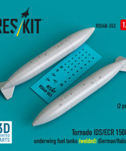 Reskit Tornado IDS/ECR 1500L underwing fuel tanks (welded) (German AF / Italian AF) (2 pcs) (3D Printed) (1/48)