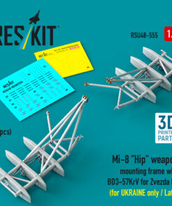 Reskit Mi-8 "Hip" weapon mounting frame with BD3-57KrV for Zvezda kit (for UKRAINE only / Late) (2 pcs) (3D Printed) (1/48)