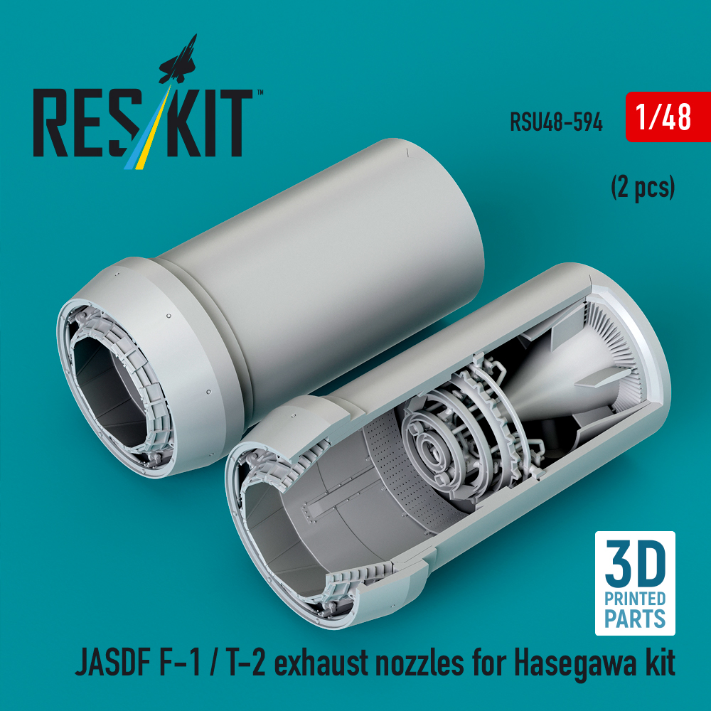 Reskit JASDF F-1 / T-2 exhaust nozzles for Hasegawa kit (3D Printed) (1/48)