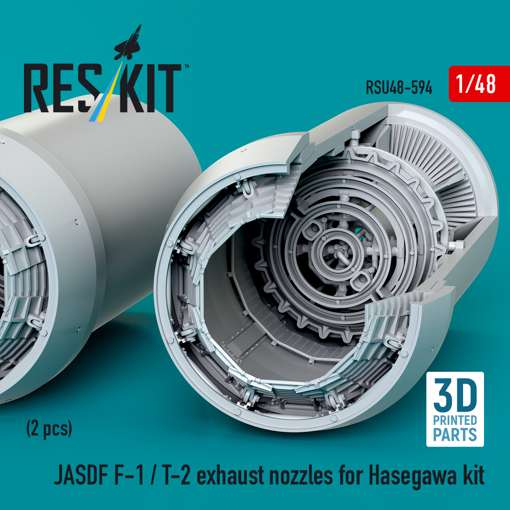 Reskit JASDF F-1 / T-2 exhaust nozzles for Hasegawa kit (3D Printed) (1/48) - Image 3