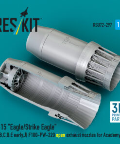 Reskit F‑15 "Eagle/Strike Eagle" (A, B, C, D, E early, J) F100-PW-220 open exhaust nozzles for Academy kit (3D Printed) (1/72)