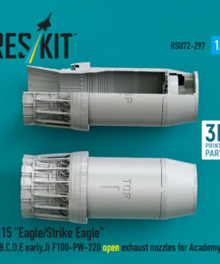 Alternative view of Reskit F‑15 "Eagle/Strike Eagle" (A, B, C, D, E early, J) F100-PW-220 open exhaust nozzles for Academy kit (3D Printed) (1/72)
