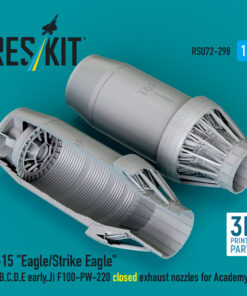 Reskit F‑15 "Eagle/Strike Eagle" (A, B, C, D, E early, J) F100-PW-220 closed exhaust nozzles for Academy kit (3D Printed) (1/72)