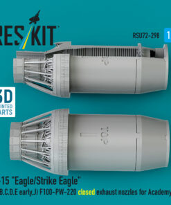 Alternative view of Reskit F‑15 "Eagle/Strike Eagle" (A, B, C, D, E early, J) F100-PW-220 closed exhaust nozzles for Academy kit (3D Printed) (1/72)