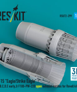 Reskit F‑15 "Eagle/Strike Eagle" (A, B, C, D, E early, J) F100-PW-220 open exhaust nozzles for Revell kit (3D Printed) (1/72)