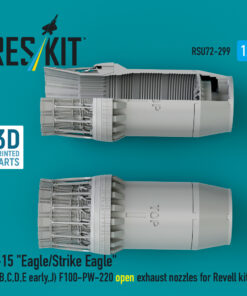 Alternative view of Reskit F‑15 "Eagle/Strike Eagle" (A, B, C, D, E early, J) F100-PW-220 open exhaust nozzles for Revell kit (3D Printed) (1/72)