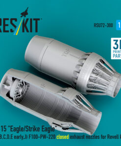 Reskit F‑15 "Eagle/Strike Eagle" (A, B, C, D, E early, J) F100-PW-220 closed exhaust nozzles for Revell kit (3D Printed) (1/72)