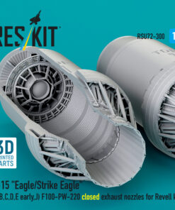 Alternative view of Reskit F‑15 "Eagle/Strike Eagle" (A, B, C, D, E early, J) F100-PW-220 closed exhaust nozzles for Revell kit (3D Printed) (1/72)