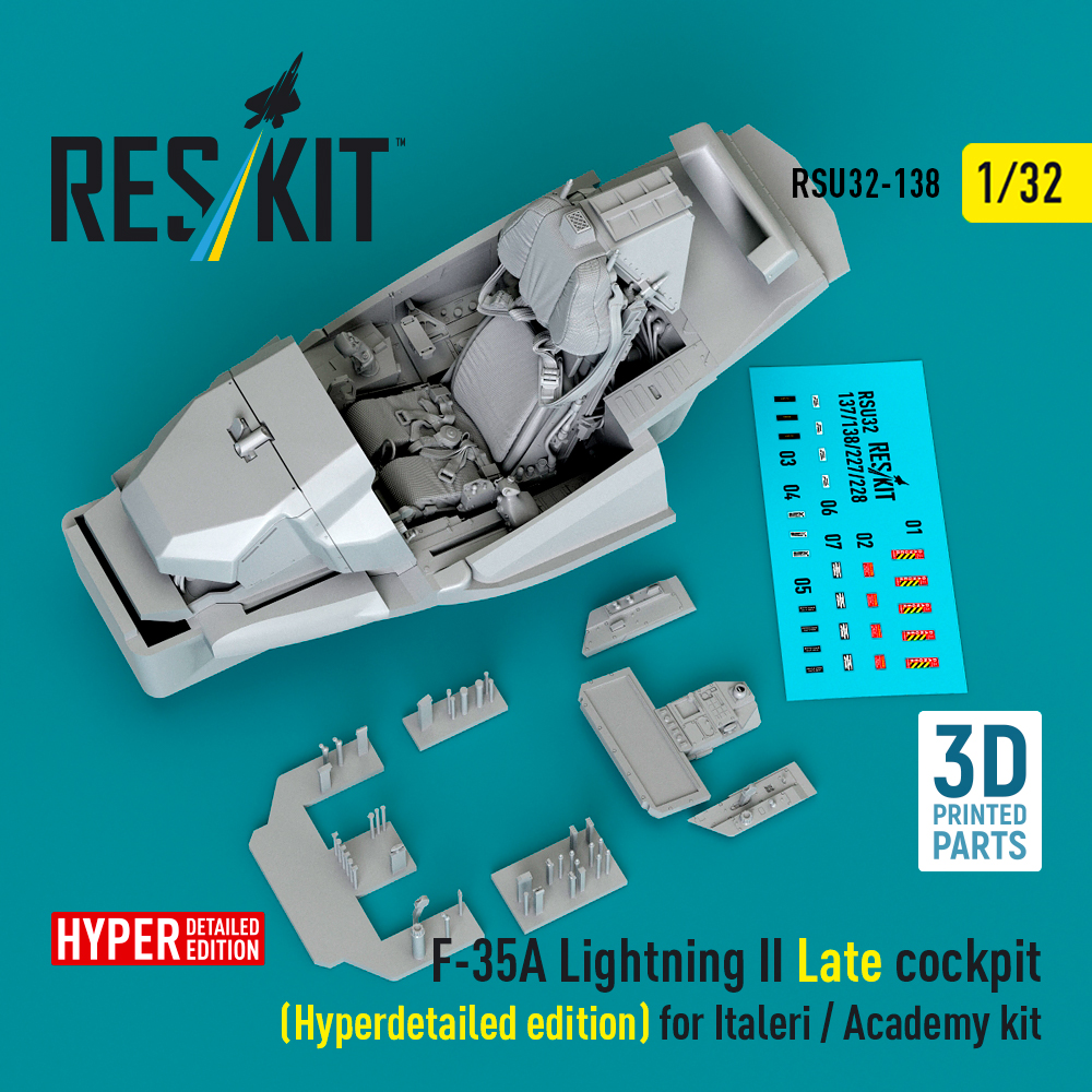 Reskit F-35A Lightning II Late cockpit (Hyperdetailed edition) for Italeri / Academy kit (3D Printed) (1/32) RSU32-0138