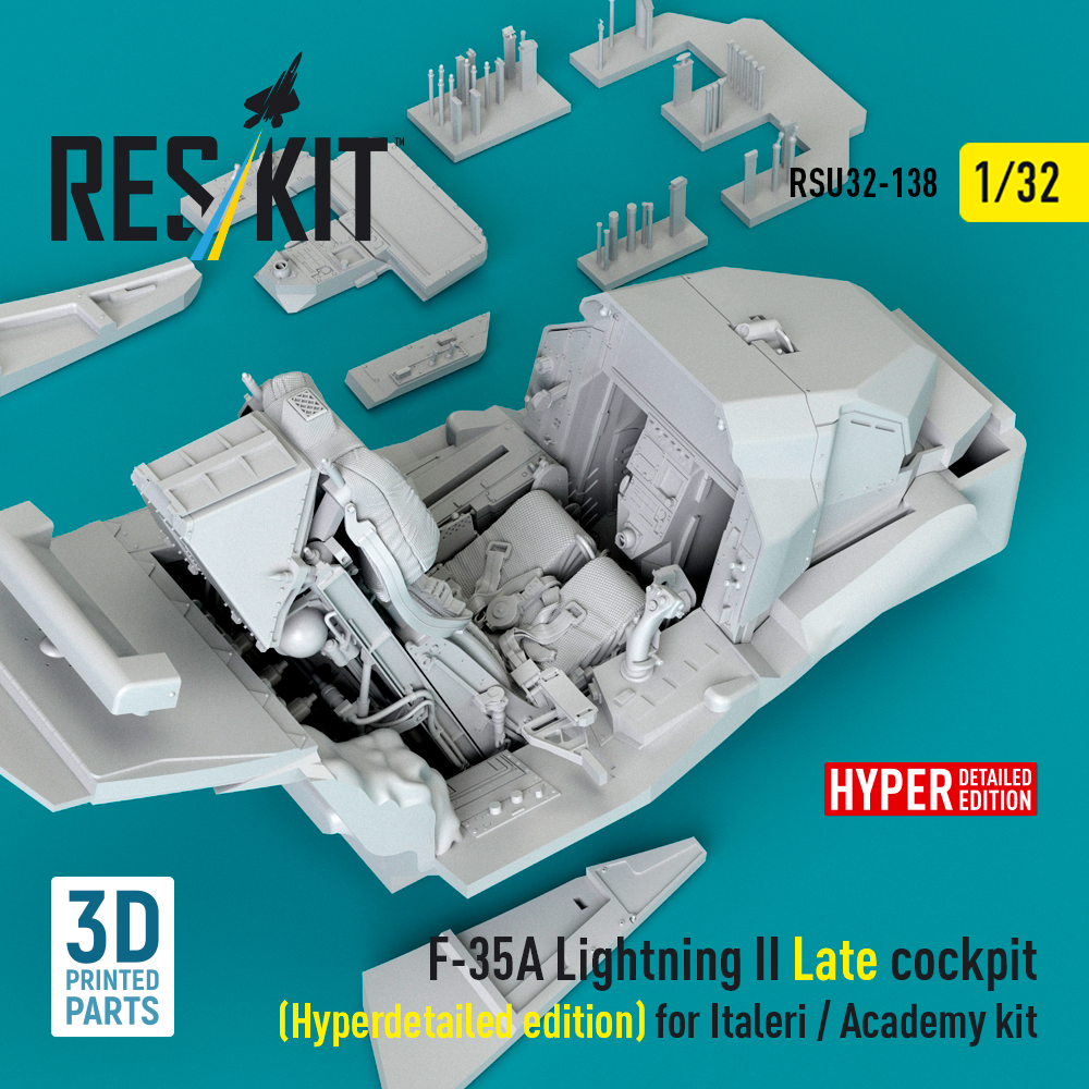 Reskit F-35A Lightning II Late cockpit (Hyperdetailed edition) for Italeri / Academy kit (3D Printed) (1/32) RSU32-0138 - Image 2