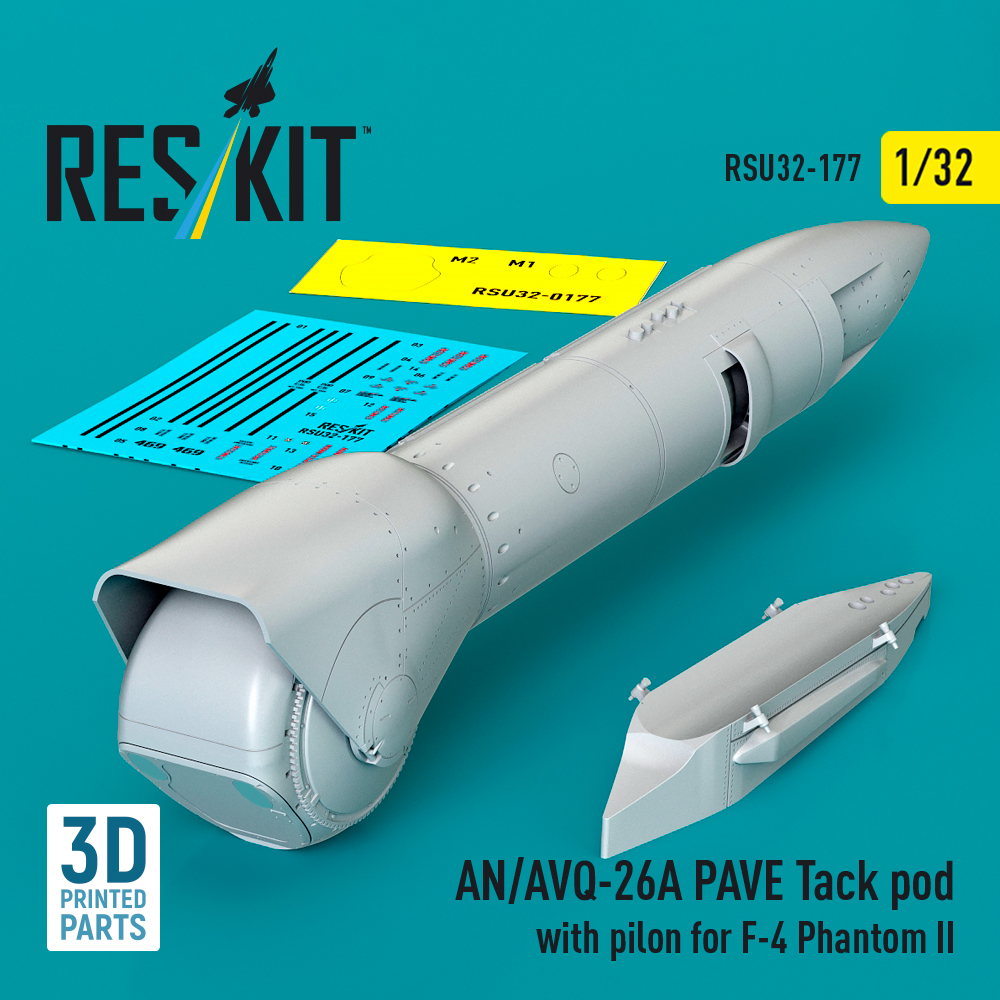 Reskit AN/AVQ-26A PAVE Tack pod with pylon for F-4 Phantom II (3D Printed) (1/32) RSU32-0177