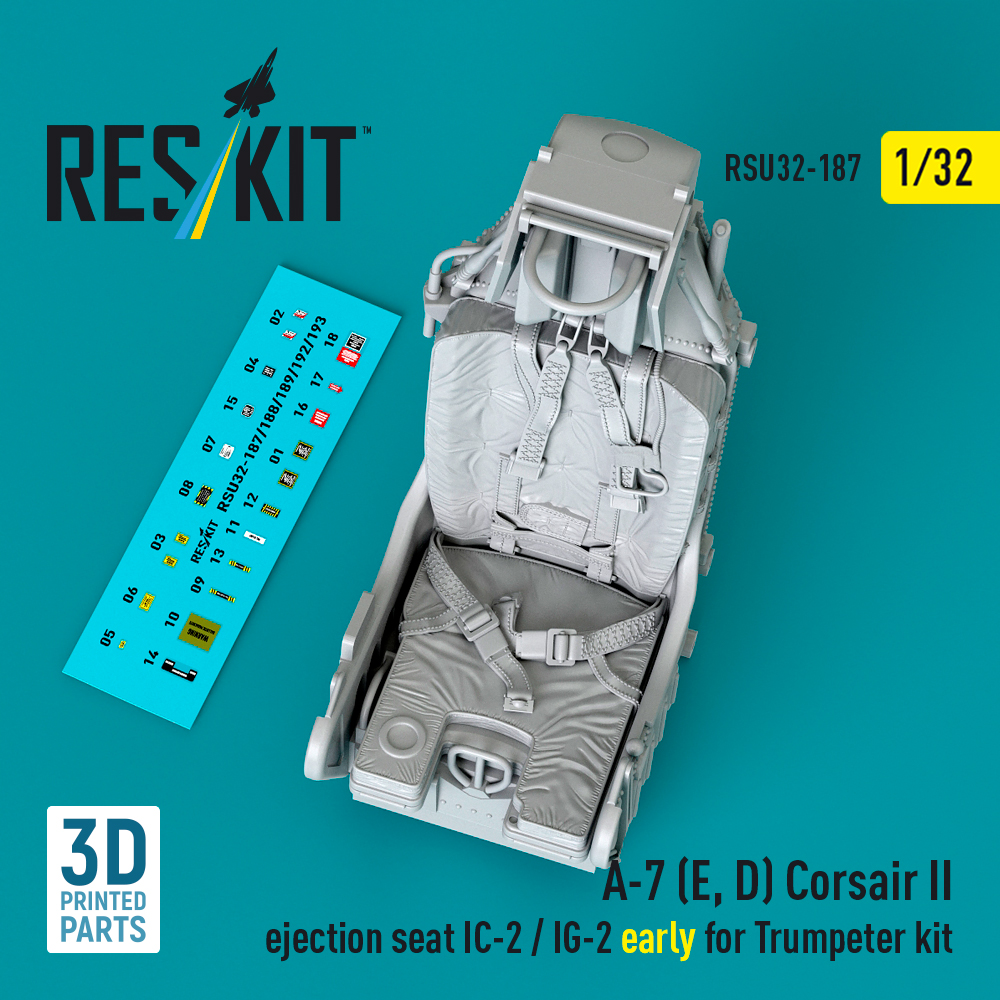 Reskit A-7 (E, D) Corsair II ejection seat IC-2 / IG-2 early for Trumpeter kit (3D Printed) (1/32) RSU32-0187 - Image 2