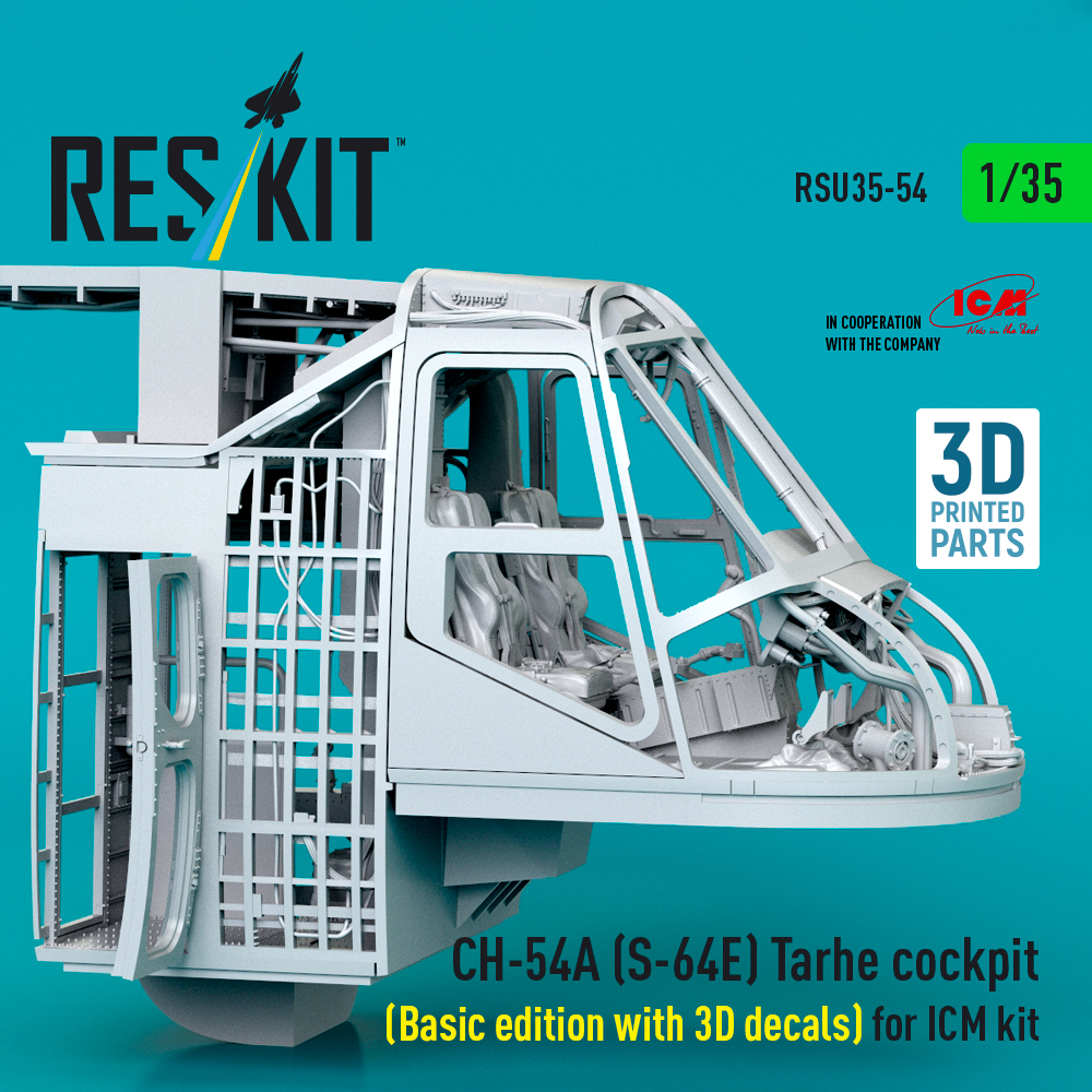 Reskit CH-54A (S-64E) Tarhe cockpit (Basic edition with 3D decals) for ICM kit (3D Printed) (1/35) RSU35-0054 - Image 2