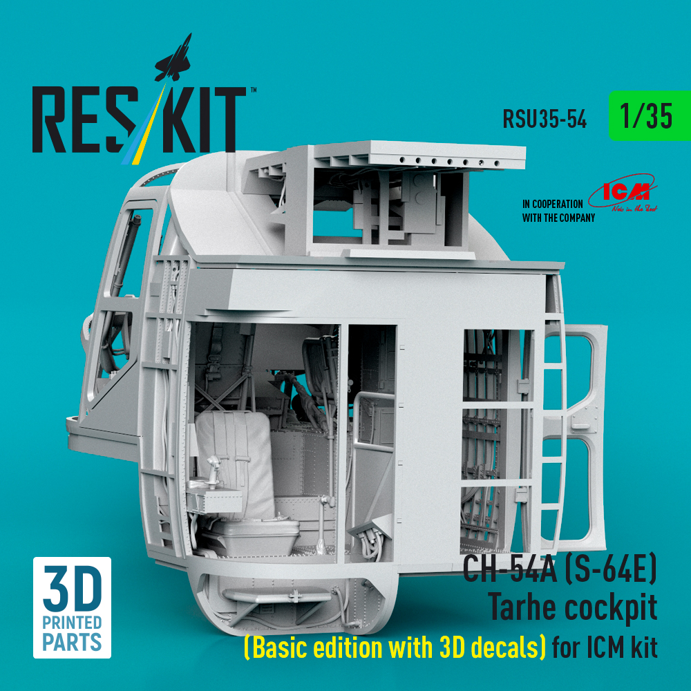 Reskit CH-54A (S-64E) Tarhe cockpit (Basic edition with 3D decals) for ICM kit (3D Printed) (1/35) RSU35-0054 - Image 3