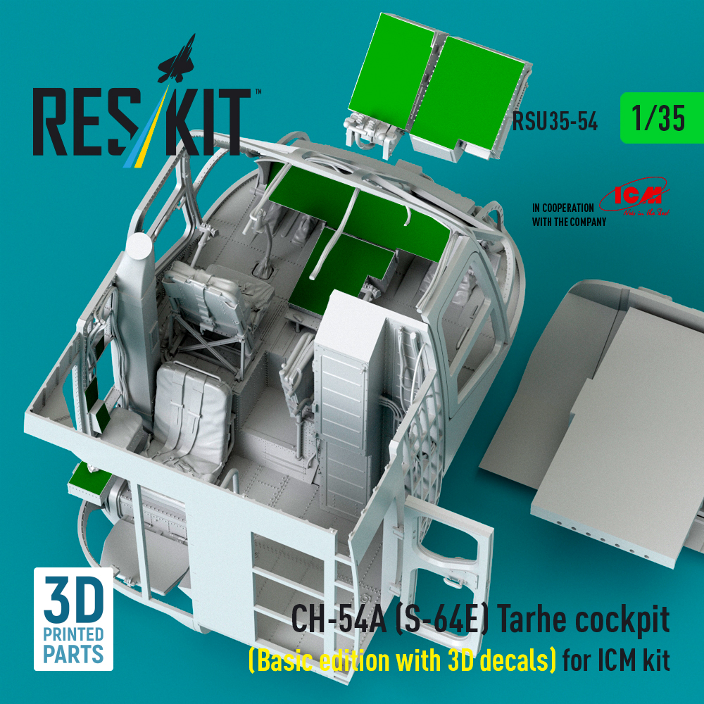 Reskit CH-54A (S-64E) Tarhe cockpit (Basic edition with 3D decals) for ICM kit (3D Printed) (1/35) RSU35-0054 - Image 4