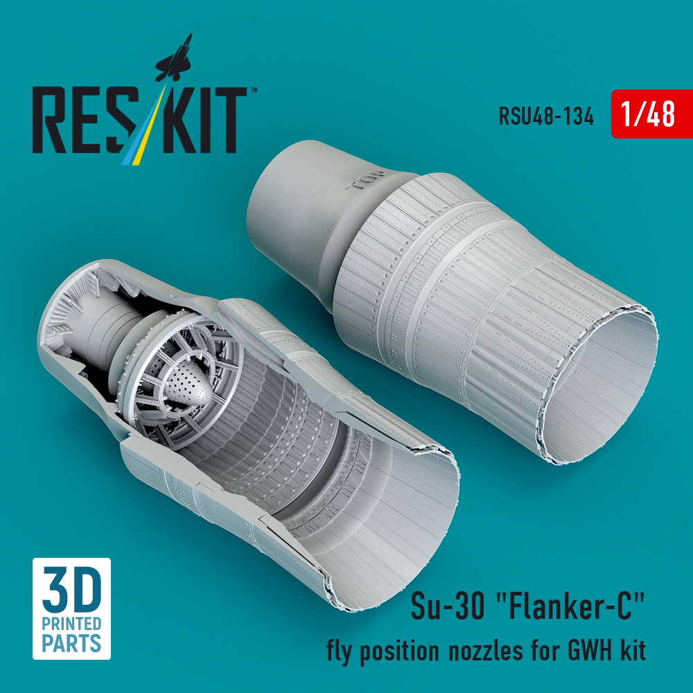 Reskit Su-30 "Flanker-C" fly position nozzles for GWH kit (3D Printed) (1/48) RSU48-0134 - Image 2