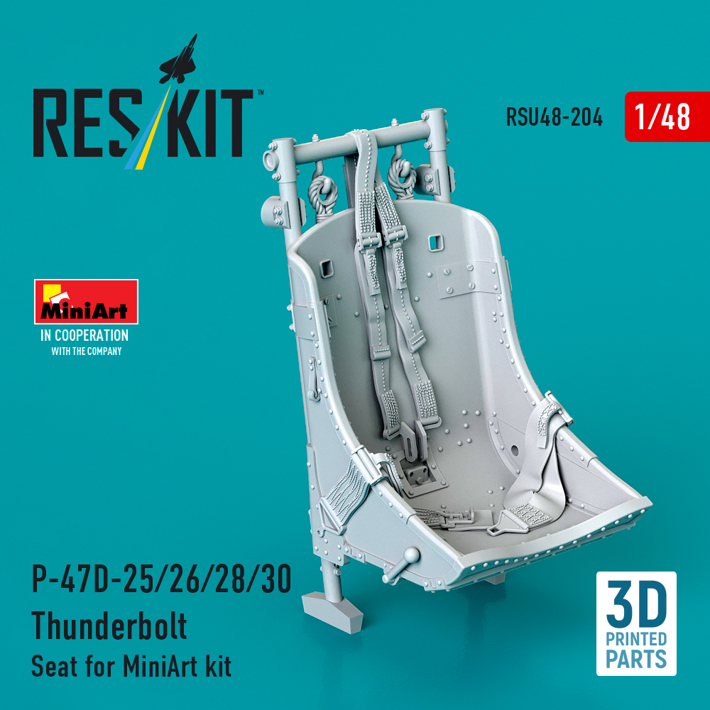 Reskit P-47D-25/26/28/30 Thunderbolt Seat for MiniArt kit (3D Printed) (1/48) RSU48-0204