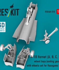 Alternative view of Reskit F/A-18 Hornet (A, B, C, D) wheel bays, landing gears with wheels set for Hasegawa kit (3D Printed) (1/48) RSU48-0310