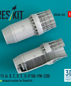 Alternative view of Reskit F-15 (A, B, C, D, E, J) (F100-PW-220) open exhaust nozzles for Revell kit (3D Printed) (1/48) RSU48-0453
