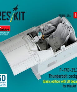 Reskit P-47D-25,26 Thunderbolt cockpit (Basic edition with 3D decals) for MiniArt kit (3D Printed) (1/48) RSU48-0494