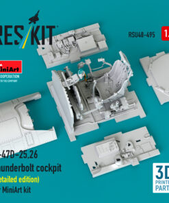 Alternative view of Reskit P-47D-25,26 Thunderbolt cockpit (Detailed edition) for MiniArt kit (3D Printed) (1/48) RSU48-0495