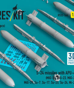 Alternative view of ResKit S-24 missiles with APU-68 (4 pcs) (MiG-21, MiG-23, MiG-27, MiG-29, Su-7, Su-17, Su-25, Su-24, Mi-24) (3D Printed) (1/32) RS32-0566