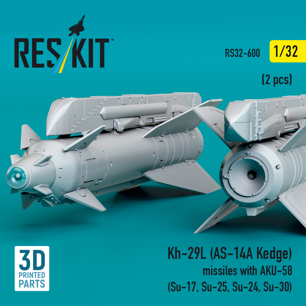 ResKit Kh-29L (AS-14A Kedge) missiles with AKU-58 (2 pcs) (Su-17, Su-25, Su-24, Su-30) (3D Printed) (1/32) RS32-0600 - Image 2