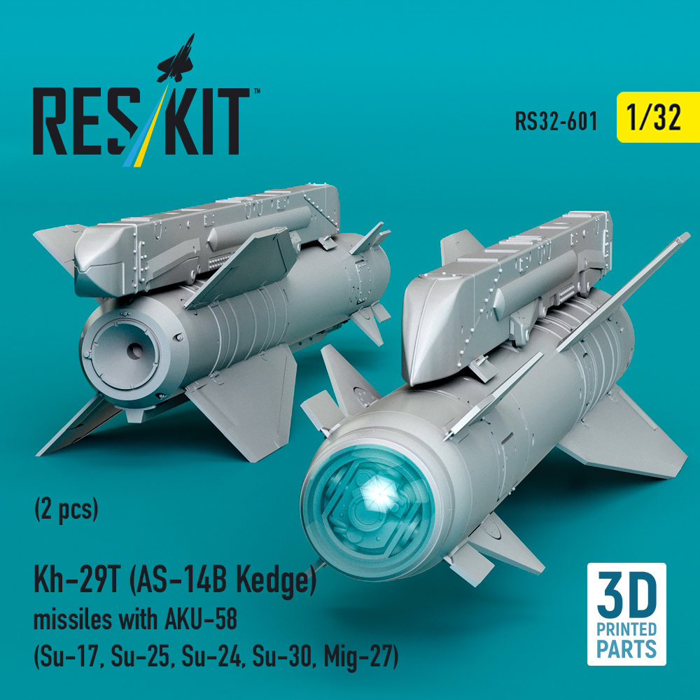 ResKit Kh-29T (AS-14B Kedge) missiles with AKU-58 (2 pcs) (Su-17, Su-25, Su-24, Su-30, Mig-27) (3D Printed) (1/32) RS32-0601 - Image 2