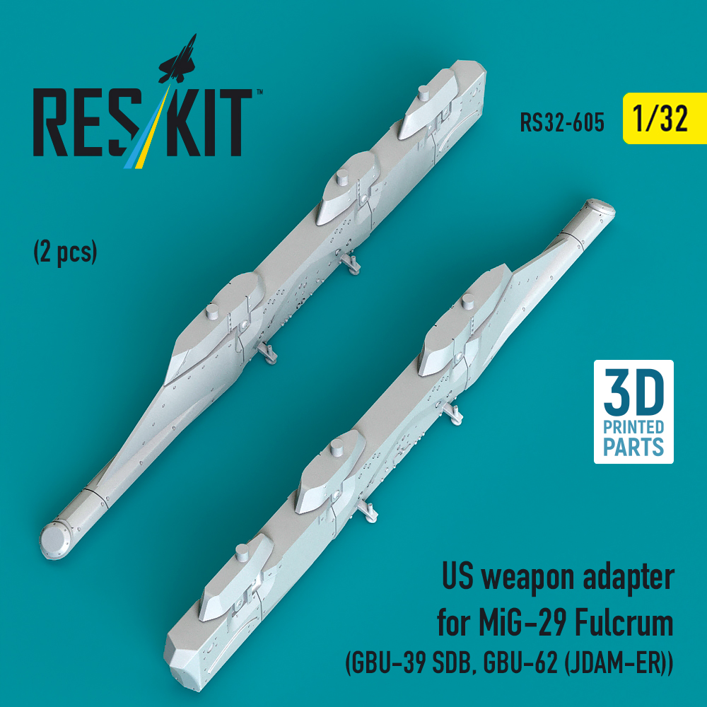 ResKit US weapon adapter for MiG-29 Fulcrum (2 pcs) (GBU-39 SDB, GBU-62 (JDAM-ER)) (3D Printed) (1/32) RS32-0605