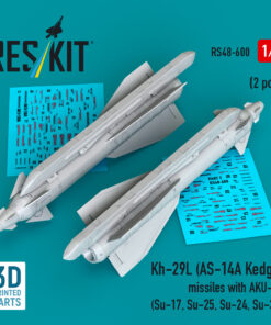 ResKit Kh-29L (AS-14A Kedge) missiles with AKU-58 (2 pcs) (Su-17, Su-25, Su-24, Su-30) (3D Printed) (1/48) RS48-0600
