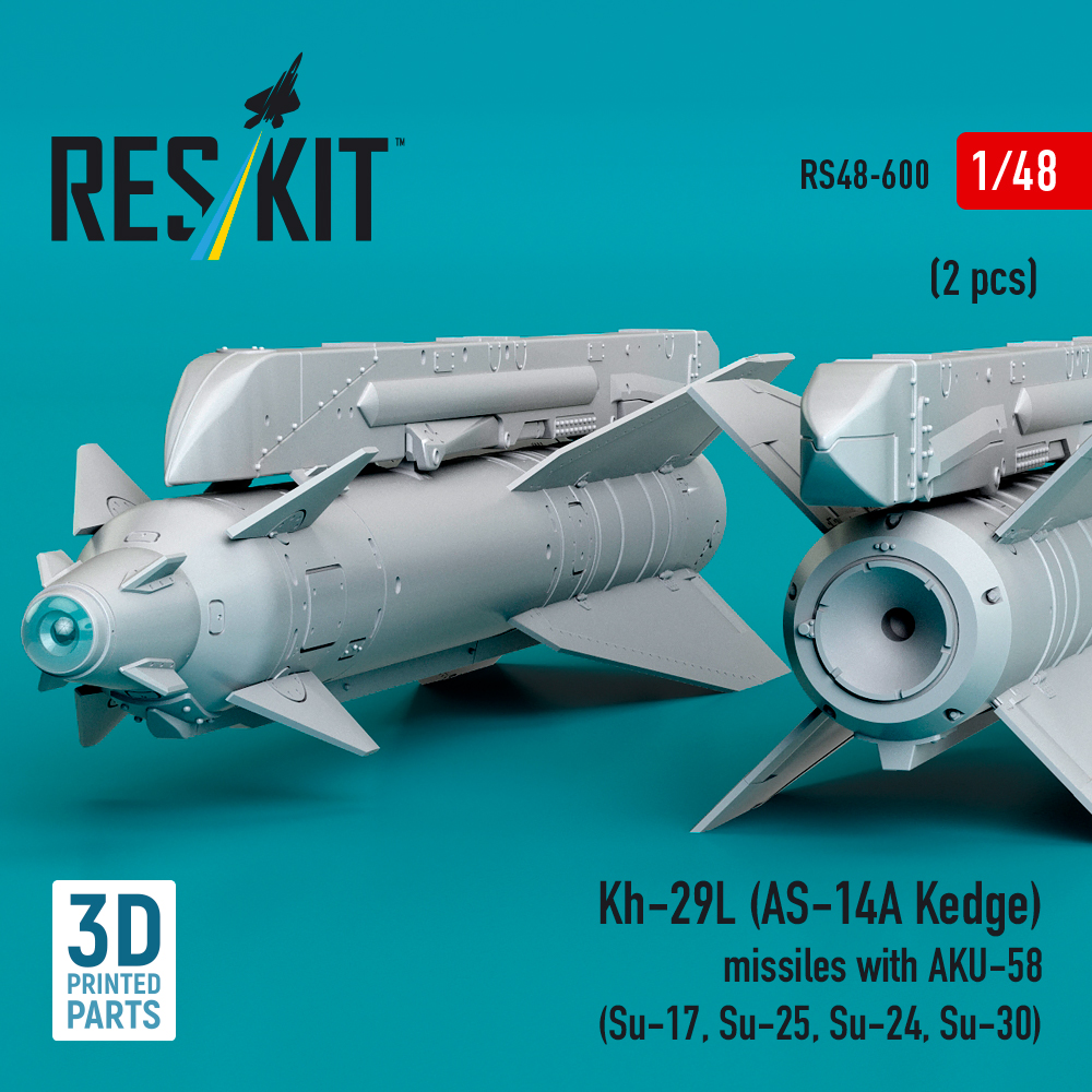 ResKit Kh-29L (AS-14A Kedge) missiles with AKU-58 (2 pcs) (Su-17, Su-25, Su-24, Su-30) (3D Printed) (1/48) RS48-0600 - Image 2