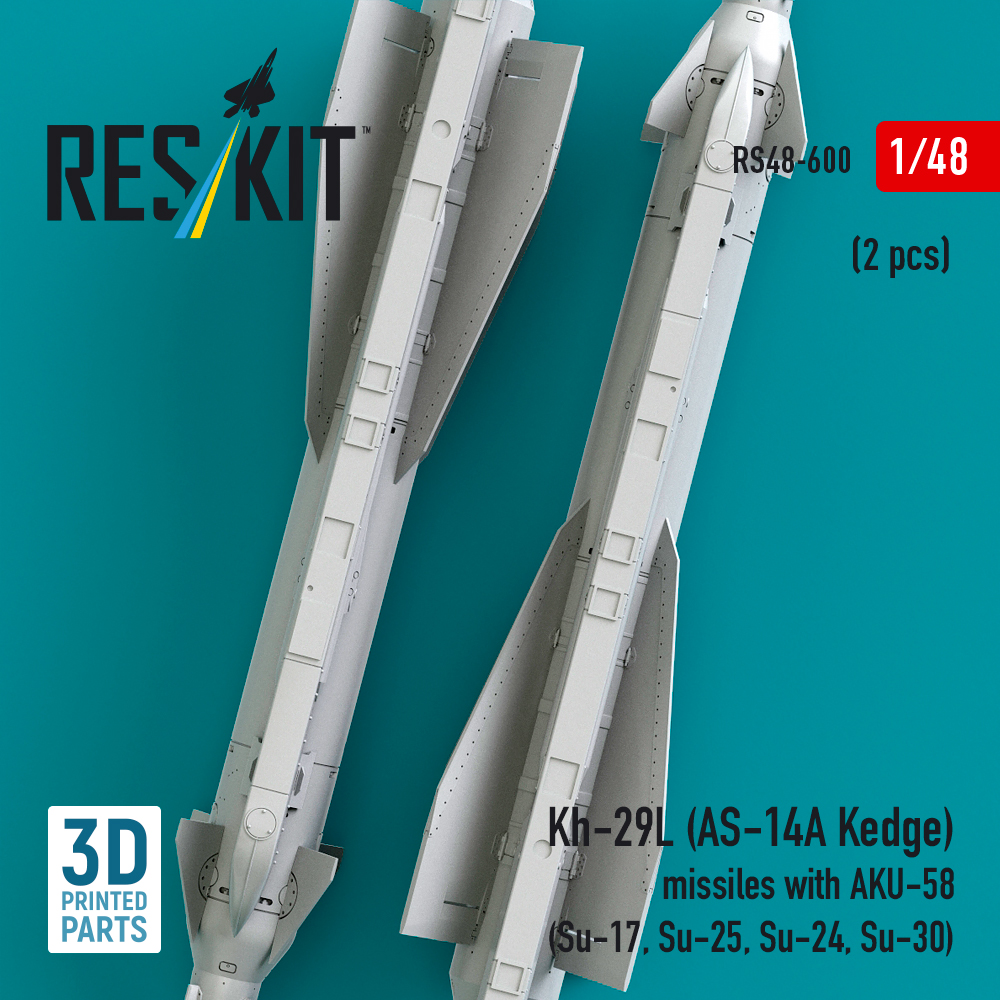 ResKit Kh-29L (AS-14A Kedge) missiles with AKU-58 (2 pcs) (Su-17, Su-25, Su-24, Su-30) (3D Printed) (1/48) RS48-0600 - Image 3