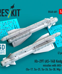 ResKit Kh-29T (AS-14B Kedge) missiles with AKU-58 (2 pcs) (Su-17, Su-25, Su-24, Su-30, Mig-27) (3D Printed) (1/48) RS48-0601